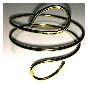 Boho Gold Tone Thick Wire Curled Bicep Bracelet